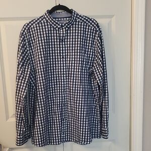 Johnston & Murphy Blue and White Checkered Shirt